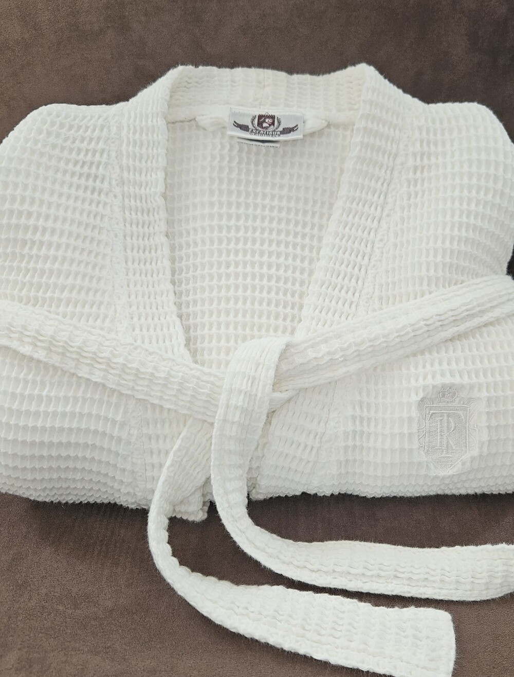 EXCALIBUR Hotel-style White 100% Cotton Waffle Spa Textured Robe (TR) Unisex